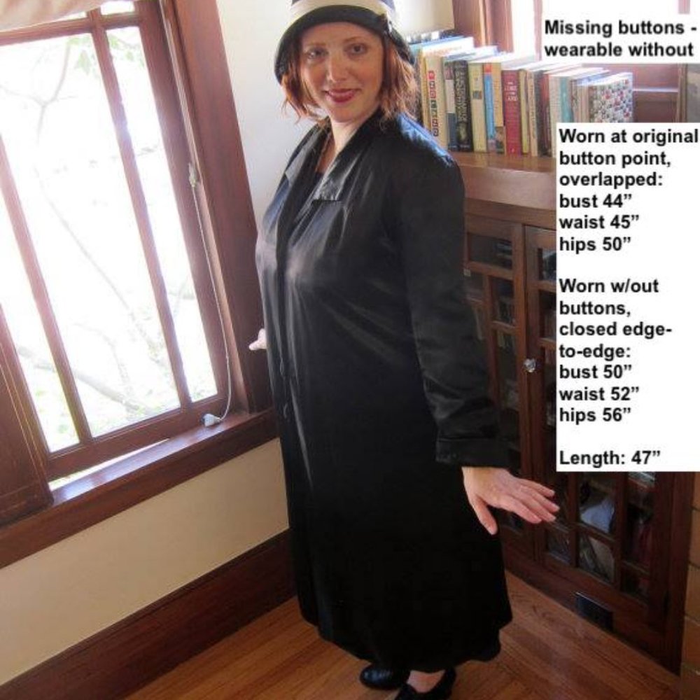 Vintage 1920s Black Satin Evening Coat